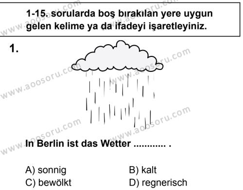 Almanca 5 Dersi 2013 - 2014 Yılı 2. Dönem Sınavı 1. Soru