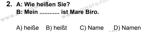 Almanca 6 Dersi 2011 - 2012 Yılı 2. Dönem Sınavı 2. Soru
