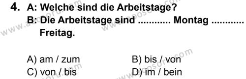 Almanca 7 Dersi 2012 - 2013 Yılı 2. Dönem Sınavı 4. Soru