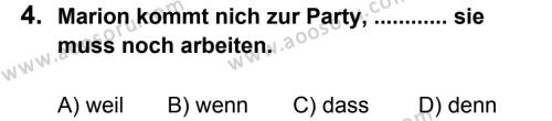 Almanca 8 Dersi 2013 - 2014 Yılı 1. Dönem Sınavı 4. Soru