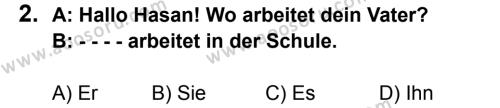 Almanca 8 Dersi 2015 - 2016 Yılı 2. Dönem Sınavı 2. Soru