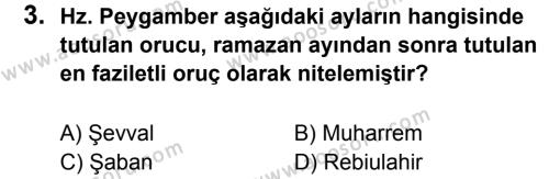 Din Kültürü ve Ahlak Bilgisi 7 Dersi 2012 - 2013 Yılı 3. Dönem Sınavı 3. Soru
