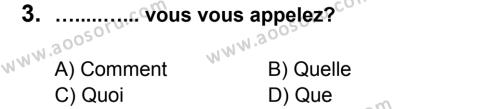 Fransızca 5 Dersi 2012 - 2013 Yılı 3. Dönem Sınavı 3. Soru