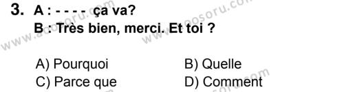 Fransızca 5 Dersi 2014 - 2015 Yılı 3. Dönem Sınavı 3. Soru