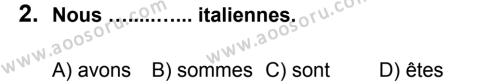 Fransızca 6 Dersi 2012 - 2013 Yılı 3. Dönem Sınavı 2. Soru