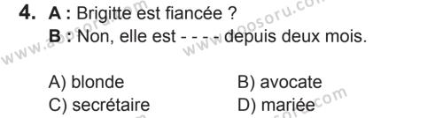Fransızca 6 Dersi 2017 - 2018 Yılı 2. Dönem Sınavı 4. Soru