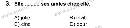 Fransızca 7 Dersi 2011 - 2012 Yılı 2. Dönem Sınavı 3. Soru