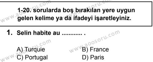 Fransızca 7 Dersi 2012 - 2013 Yılı 2. Dönem Sınavı 1. Soru