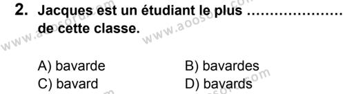 Fransızca 7 Dersi 2013 - 2014 Yılı 2. Dönem Sınavı 2. Soru
