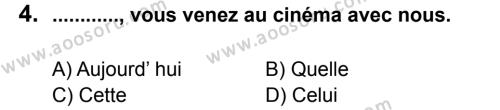 Fransızca 8 Dersi 2011 - 2012 Yılı 2. Dönem Sınavı 4. Soru