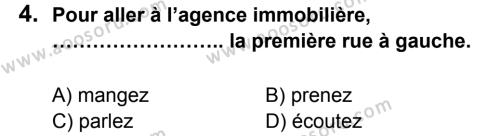 Fransızca 8 Dersi 2013 - 2014 Yılı 2. Dönem Sınavı 4. Soru