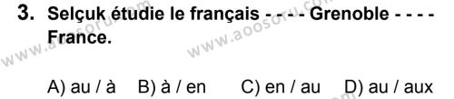 Fransızca 8 Dersi 2016 - 2017 Yılı 2. Dönem Sınavı 3. Soru
