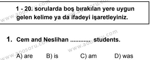 İngilizce 6 Dersi 2012 - 2013 Yılı 3. Dönem Sınavı 1. Soru
