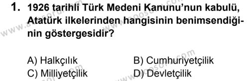 T.C. İnklap Tarihi ve Atatürkçülük 8 Dersi 2011 - 2012 Yılı 2. Dönem Sınavı 1. Soru
