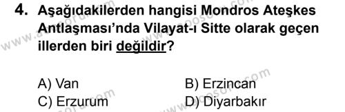 T.C. İnklap Tarihi ve Atatürkçülük 8 Dersi 2011 - 2012 Yılı 3. Dönem Sınavı 4. Soru