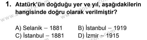 T.C. İnklap Tarihi ve Atatürkçülük 8 Dersi 2012 - 2013 Yılı 1. Dönem Sınavı 1. Soru