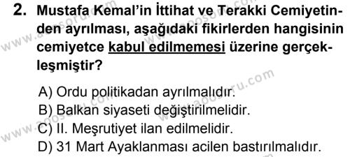 T.C. İnklap Tarihi ve Atatürkçülük 8 Dersi 2013 - 2014 Yılı 2. Dönem Sınavı 2. Soru