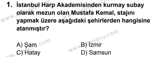 T.C. İnklap Tarihi ve Atatürkçülük 8 Dersi 2013 - 2014 Yılı 3. Dönem Sınavı 1. Soru