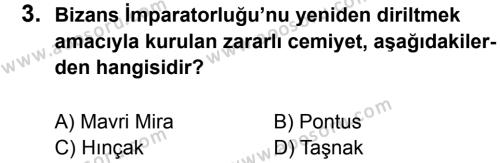 T.C. İnklap Tarihi ve Atatürkçülük 8 Dersi 2016 - 2017 Yılı 2. Dönem Sınavı 3. Soru