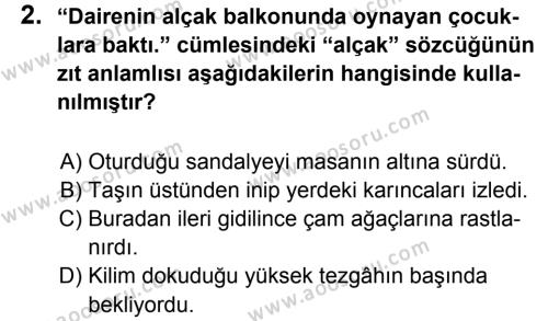 Türkçe 5 Dersi 2013 - 2014 Yılı 1. Dönem Sınavı 2. Soru