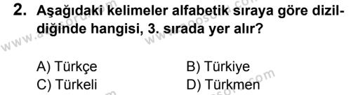 Türkçe 5 Dersi 2014 - 2015 Yılı 1. Dönem Sınavı 2. Soru