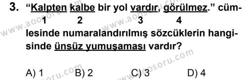 Türkçe 6 Dersi 2011 - 2012 Yılı 3. Dönem Sınavı 3. Soru