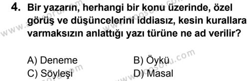 Türkçe 6 Dersi 2012 - 2013 Yılı 3. Dönem Sınavı 4. Soru