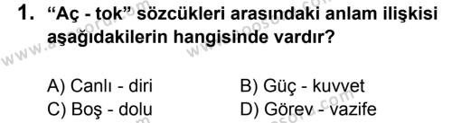 Türkçe 6 Dersi 2013 - 2014 Yılı 3. Dönem Sınavı 1. Soru