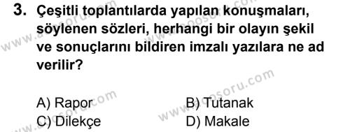Türkçe 7 Dersi 2011 - 2012 Yılı 3. Dönem Sınavı 3. Soru