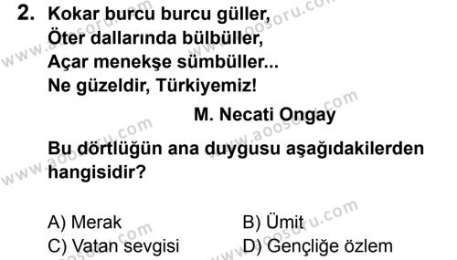 Türkçe 7 Dersi 2012 - 2013 Yılı 3. Dönem Sınavı 2. Soru