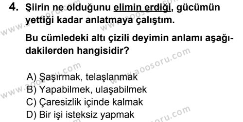 Türkçe 7 Dersi 2013 - 2014 Yılı 3. Dönem Sınavı 4. Soru