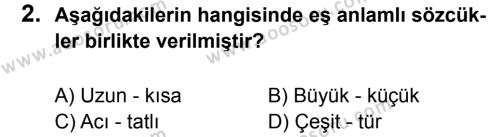 Türkçe 8 Dersi 2012 - 2013 Yılı 1. Dönem Sınavı 2. Soru