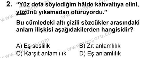 Türkçe 8 Dersi 2012 - 2013 Yılı 3. Dönem Sınavı 2. Soru